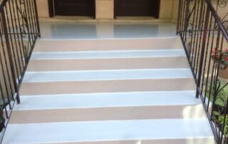 This image shows a stairs that is newly painted with epoxy.